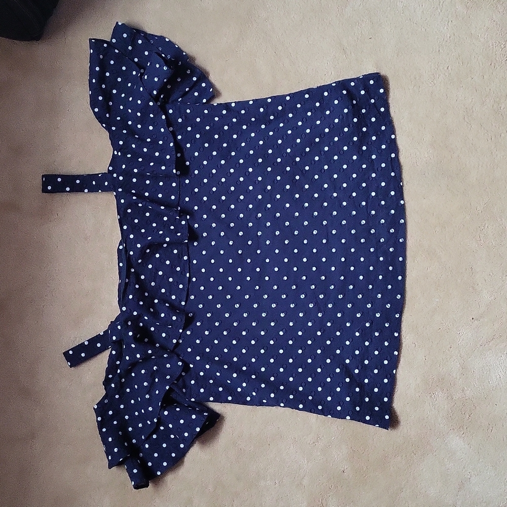 J. Crew Polka Dot Cold Shoulder Ruffle Top